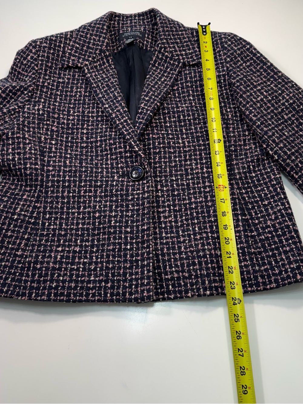Jones New York Cotton Wool Blend Black Purple & White Tweed-Style Blazer - Picture 3 of 8